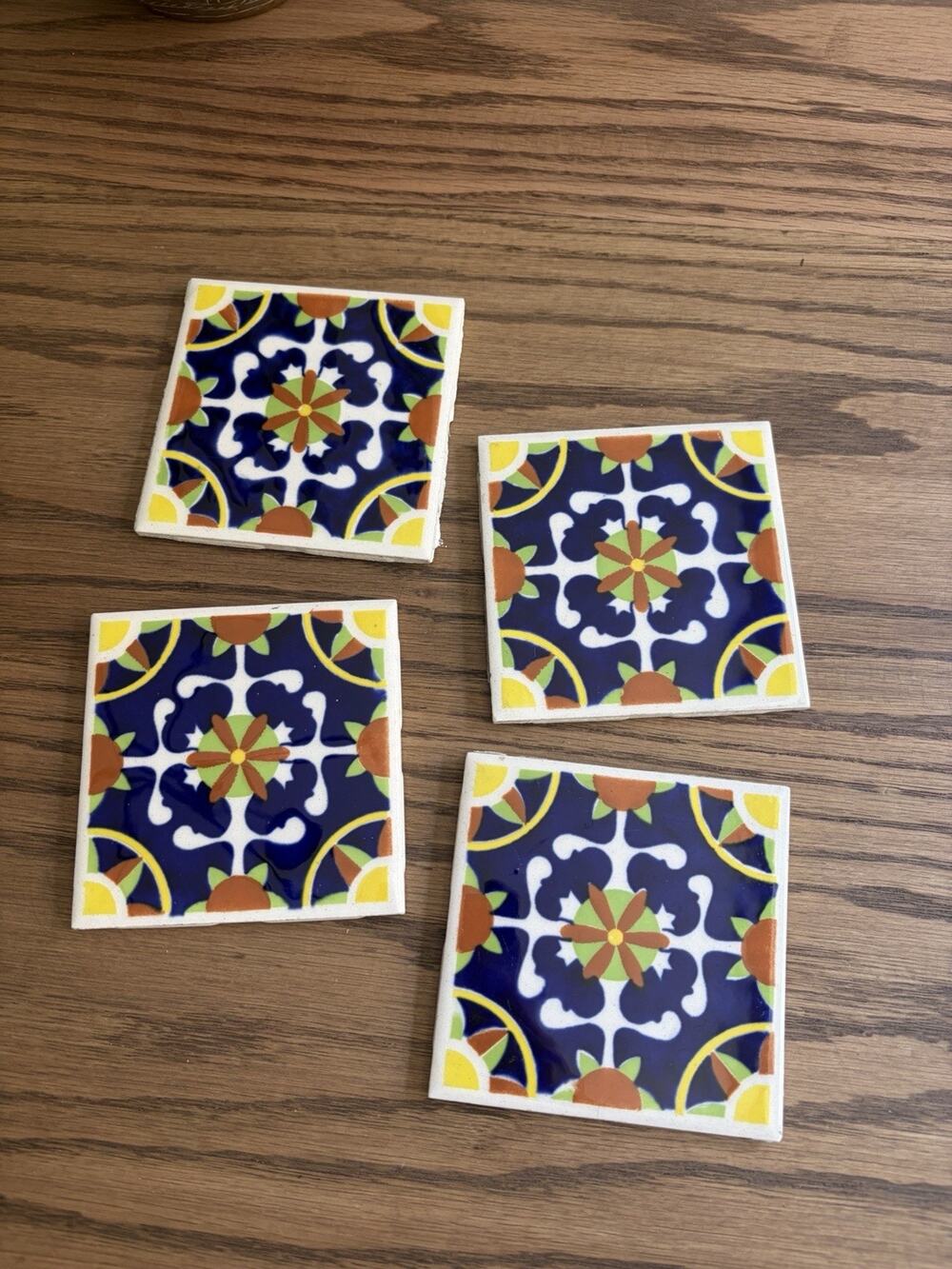 Vintage Ceramic Tiles Lamosa Mexico Navy Blue Orange Green Tiles (4)